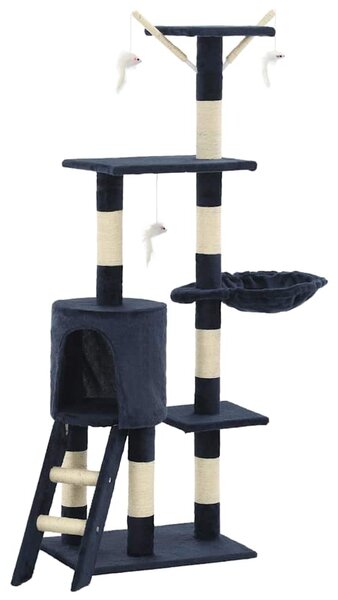 Škrabadlo pro kočky se sisalovými sloupky 138 cm tmavě modré 170582