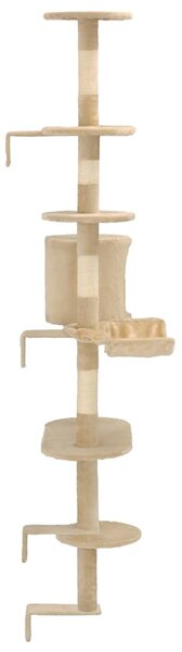 Nástěnné škrabadlo pro kočky se sisalovými sloupky 194cm béžové 170588