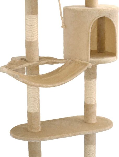 Nástěnné škrabadlo pro kočky se sisalovými sloupky 194cm béžové 170588