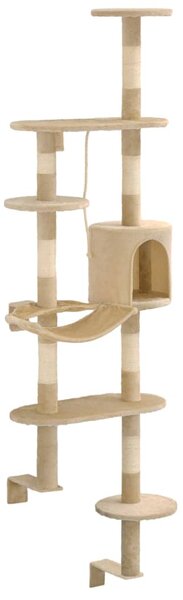 Nástěnné škrabadlo pro kočky se sisalovými sloupky 194cm béžové 170588
