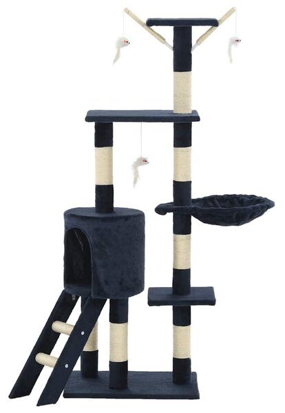 Škrabadlo pro kočky se sisalovými sloupky 138 cm tmavě modré 170582