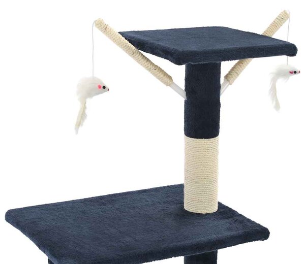 Škrabadlo pro kočky se sisalovými sloupky 138 cm tmavě modré 170582