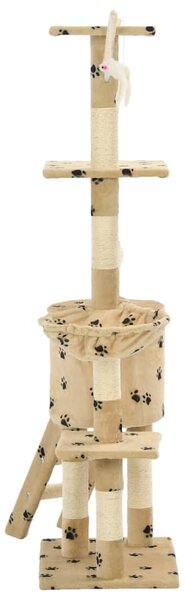 Škrabadlo pro kočky sisalové sloupky 138 cm béžové s tlapkami 170581