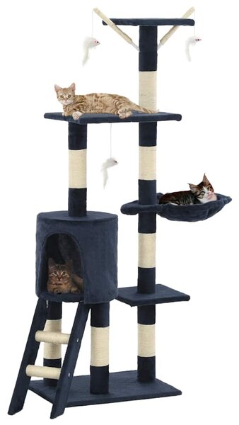 Škrabadlo pro kočky se sisalovými sloupky 138 cm tmavě modré 170582