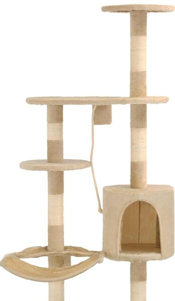 Nástěnné škrabadlo pro kočky se sisalovými sloupky 194cm béžové 170588