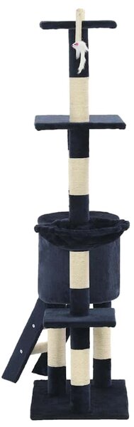 Škrabadlo pro kočky se sisalovými sloupky 138 cm tmavě modré 170582