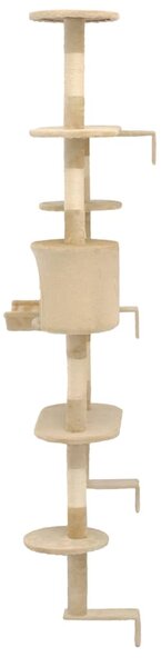 Nástěnné škrabadlo pro kočky se sisalovými sloupky 194cm béžové 170588