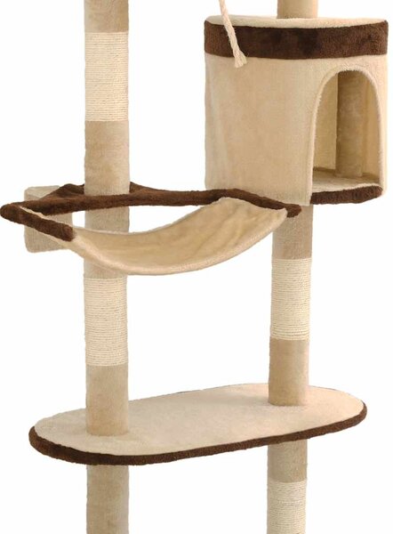 Nástěnné škrabadlo pro kočky sisalové sloupky 194cm béžovohnědé 170589
