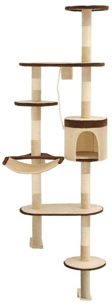 Nástěnné škrabadlo pro kočky sisalové sloupky 194cm béžovohnědé 170589