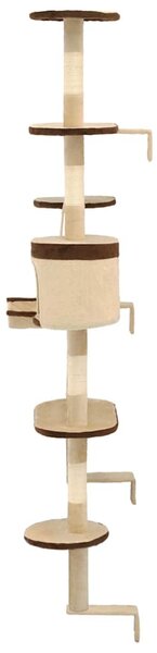 Nástěnné škrabadlo pro kočky sisalové sloupky 194cm béžovohnědé 170589