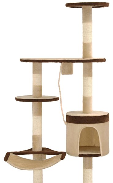 Nástěnné škrabadlo pro kočky sisalové sloupky 194cm béžovohnědé 170589
