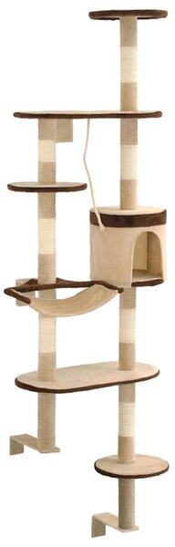 Nástěnné škrabadlo pro kočky sisalové sloupky 194cm béžovohnědé 170589