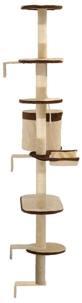 Nástěnné škrabadlo pro kočky sisalové sloupky 194cm béžovohnědé 170589