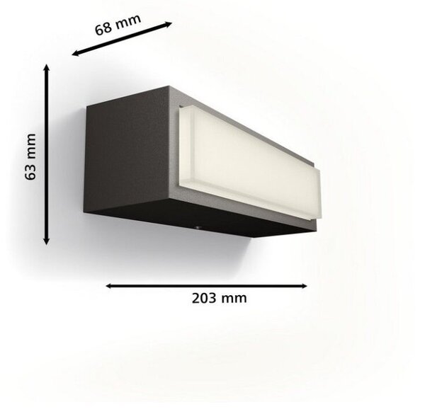 Philips 8720169257498 UltraEfficient Stratosphere venkovní nástěnné svítidlo LED 3,8W/800lm 4000K IP44 antracit