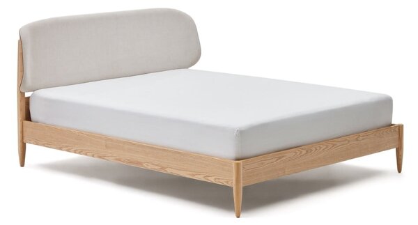 Dvoulůžková postel z jasanového dřeva s roštem v béžovo-přírodní barvě 180x200 cm Octavia – Kave Home