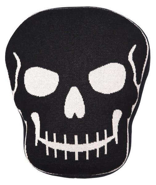 Pletený polštářek SKULL černobílá vánoční dekorace