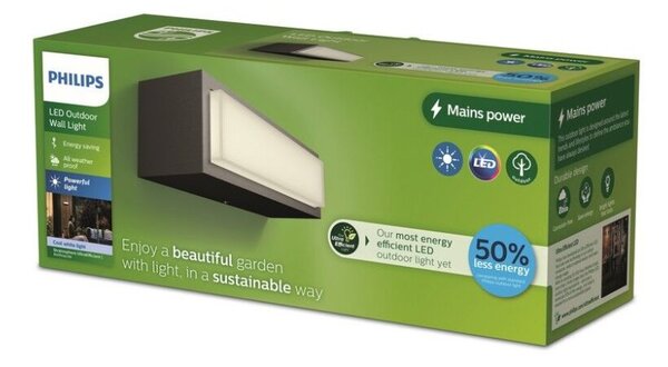 Philips 8720169257498 UltraEfficient Stratosphere venkovní nástěnné svítidlo LED 3,8W/800lm 4000K IP44 antracit