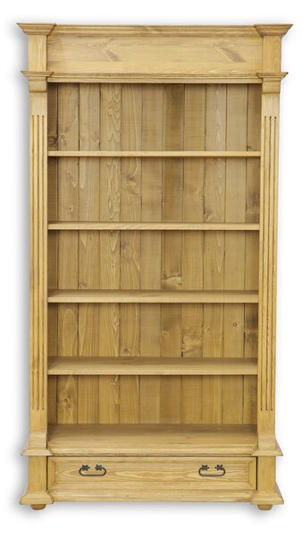 RG705 dřevěná rustikální knihovna z přírodní borovice Drewmax (Povrch přírodní vosk!)