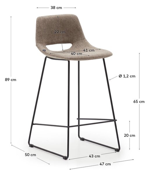 Světle hnědá barová židle (výška sedáku 65 cm) Zahara – Kave Home