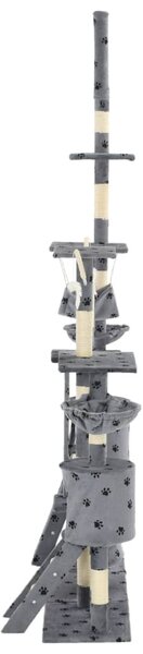 Škrabadlo pro kočky sisalové sloupky 230-250 cm šedé s tlapkami 170618