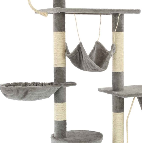 Škrabadlo pro kočky se sisalovými sloupky 230–250 cm šedé 170617