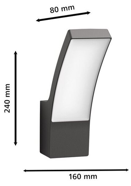 Philips 8720169263796 UltraEfficient Splay venkovní nástěnné svítidlo LED 3,8W/800lm 2700K IP44 antracit