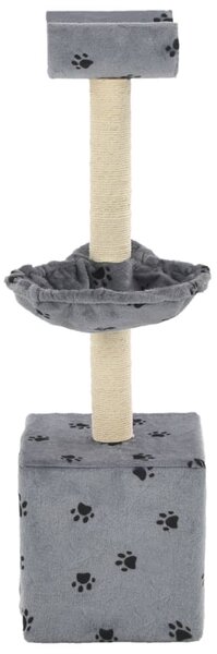 Škrabadlo pro kočky se sisalovými sloupky 105cm šedé s tlapkami 170624