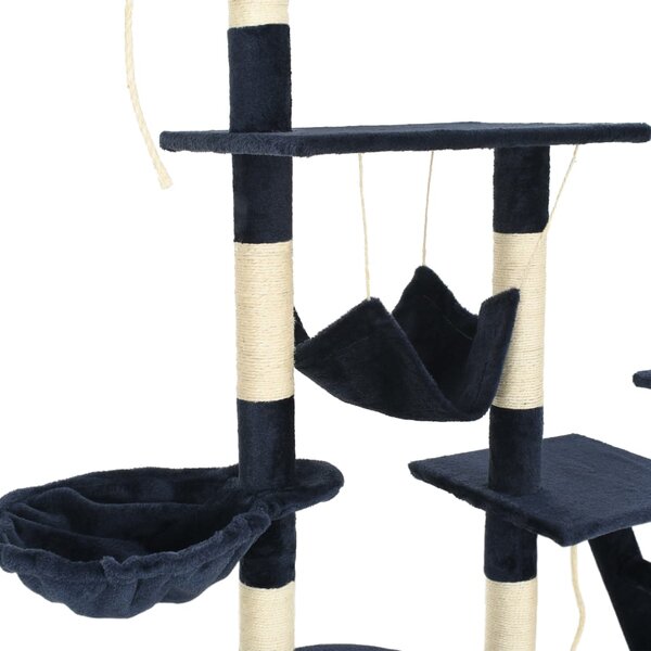 Škrabadlo pro kočky se sisalovými sloupky 230-250 cm modré 170621