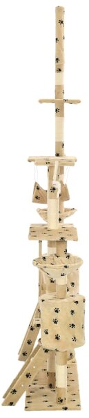 Škrabadlo pro kočky sisalové sloupky 230-250 cm béžové, tlapky 170620