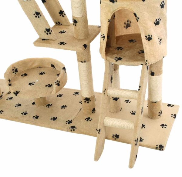 Škrabadlo pro kočky sisalové sloupky 230-250 cm béžové, tlapky 170620