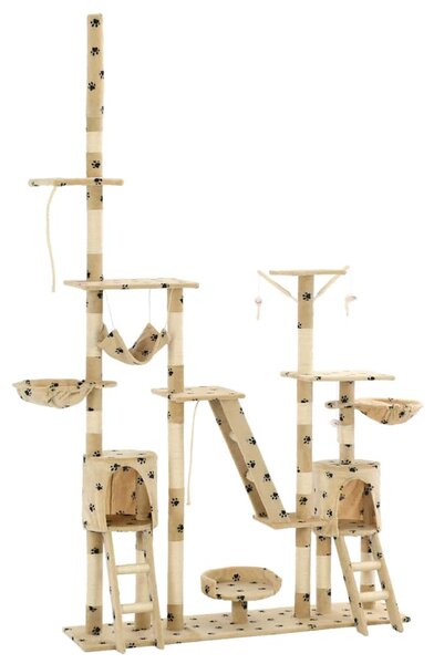 Škrabadlo pro kočky sisalové sloupky 230-250 cm béžové, tlapky 170620