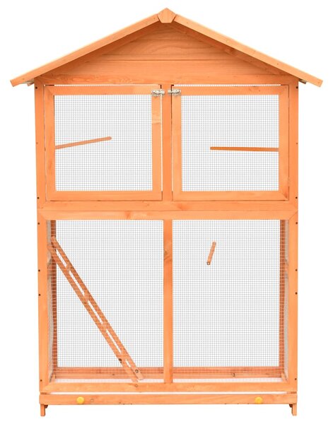 Ptačí klec masivní borové a jedlové dřevo 125,5 x 59,5 x 164 cm 170638