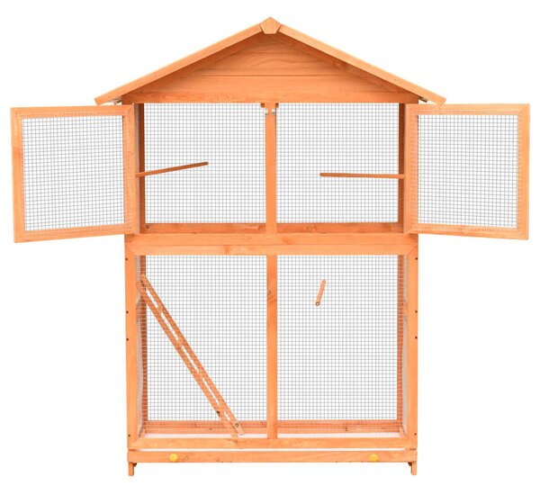 Ptačí klec masivní borové a jedlové dřevo 125,5 x 59,5 x 164 cm 170638