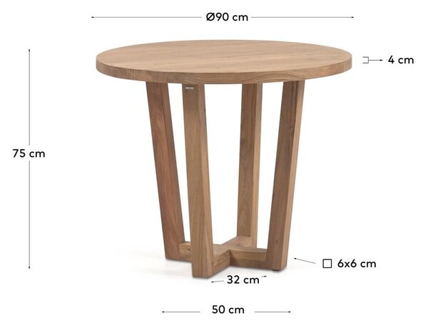 Kulatý jídelní stůl z masivu akácie v přírodní barvě ø 90 cm Nahla – Kave Home