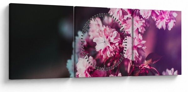 Obraz květů stromu (s hodinami) (90x30 cm)