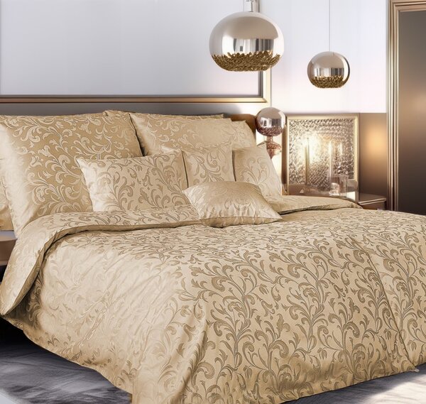 Luxusní damaškové povlečení s ornamenty béžové: 1x 200x220cm, 2x 70x90cm