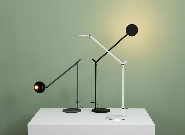 Artemide 68DEM Demetra, černá stolní LED lampa s dotykovým stmívačem, 8W LED 3000K, 57+65cm