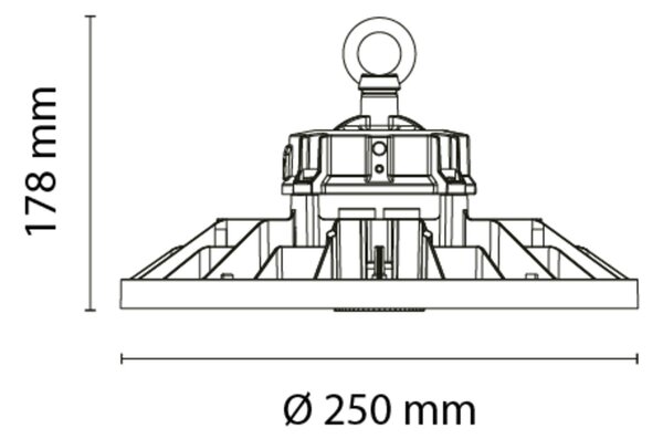 SLC LED průmyslové highbay svítidlo Force pr.250 černé 18065lm 4000K Ra80 IP65 120°