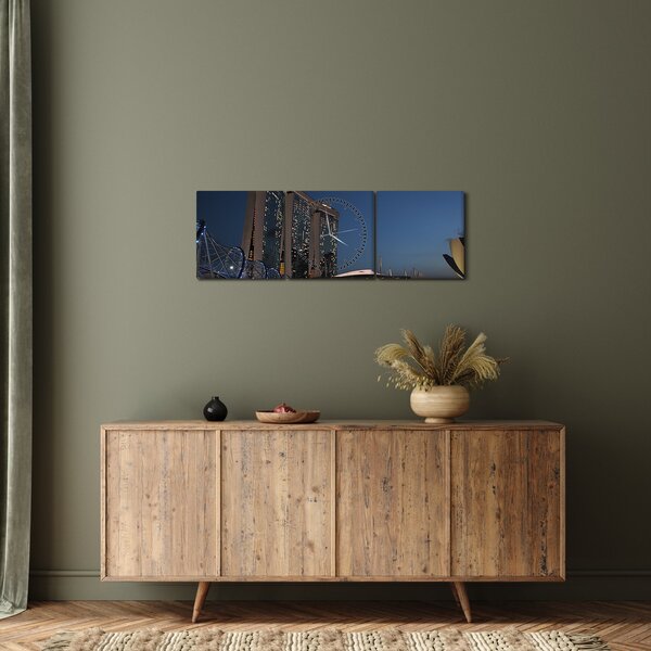 Obraz moderní metropole (s hodinami) (90x30 cm)
