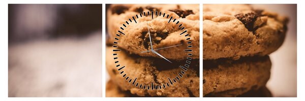 Obraz cookies sušenek (s hodinami) (90x30 cm)