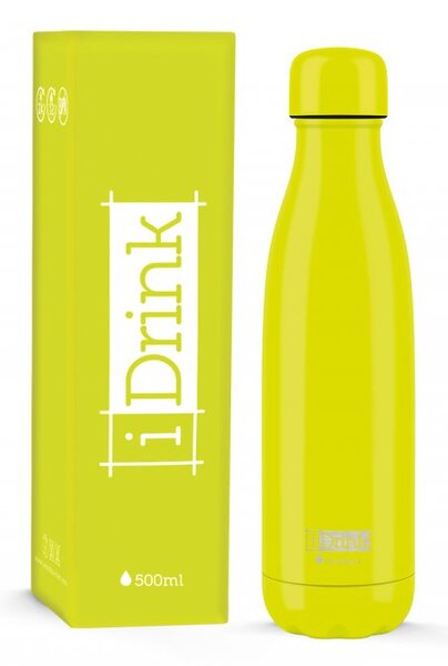 IDRINK | Nerezová kovová termoláhev, vzor žlutá, 500 ml