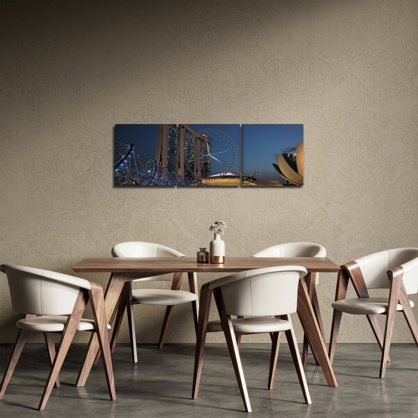 Obraz moderní metropole (s hodinami) (90x30 cm)