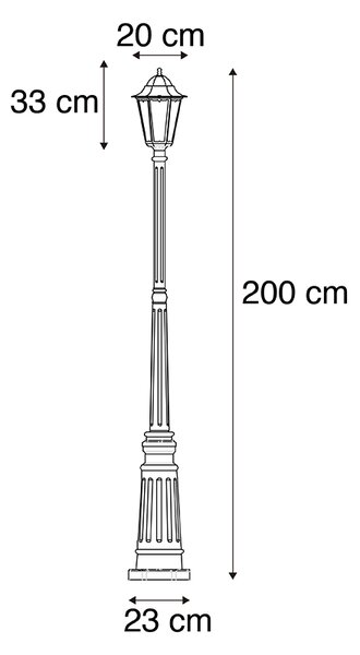 Chytrá venkovní lucerna černá 200 cm IP44 vč. Wifi ST64 - Havana