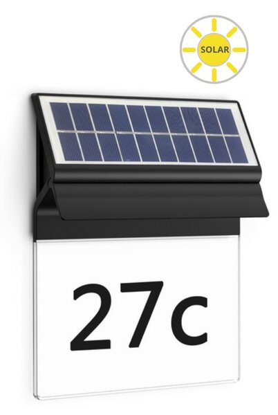 Philips 8720169265462 Outdoor solar Enkara solární nástěnné svítidlo - číslo domu LED 0,2W/17lm 2700K IP44 černá