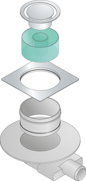 Omp Tea Omp Tea, Podlahová vpusť 100x100 mm boční, odpad 50mm, chrom, 2665.295.8