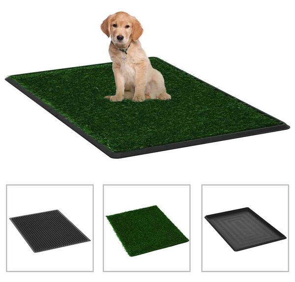 Toaleta pro psy s nádobou a umělou trávou zelená 76x51x3 cm WC 170769