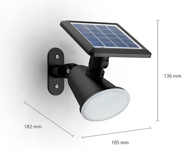 Philips 8720169265523 Outdoor solar Jivix solární nástěnné svítidlo LED 1,4W/150lm 2700K IP44 černá