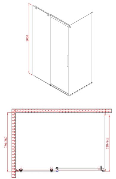 Polysan Polysan, ALTIS LINE boční stěna 800mm, čiré sklo, AL5915