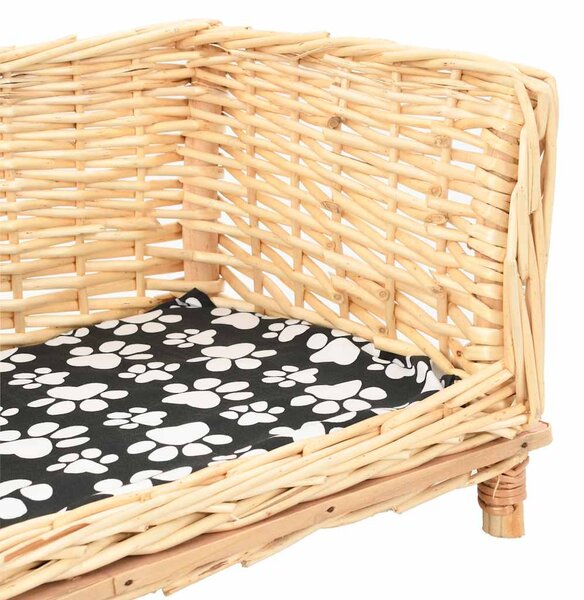 Pelíšek pro psy s poduškou 90 x 54 x 35 cm přírodní vrba 170775