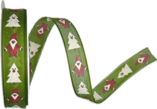 Stuha vánoční HOLLY JOLLY FOREST zelená 15mm x 3m (6,-Kč/m)